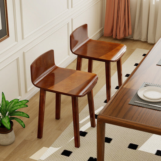 Wood Dining Chair Set of 2 Farmhouse Kitchen Dining Room Chairs Mid-Century Modern Armless Side Chairs-Brown W2B