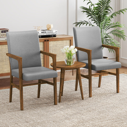 Upholstered Accent Chairs Set of 2 with High Back and Solid Wooden Frame-Gray W2B