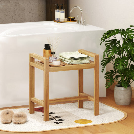 Teak Wood Shower Bench for Inside Shower Shaving Legs