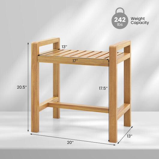 Teak Wood Shower Bench for Inside Shower Shaving Legs W2B