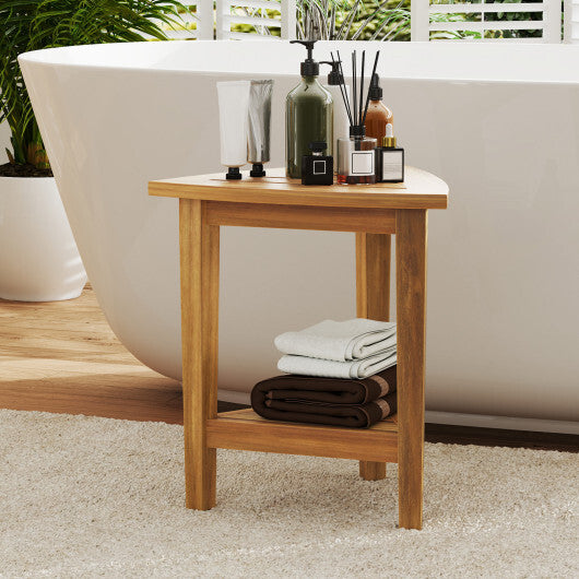 18 Inches Waterproof Shower Stool with Storage Shelf W2B