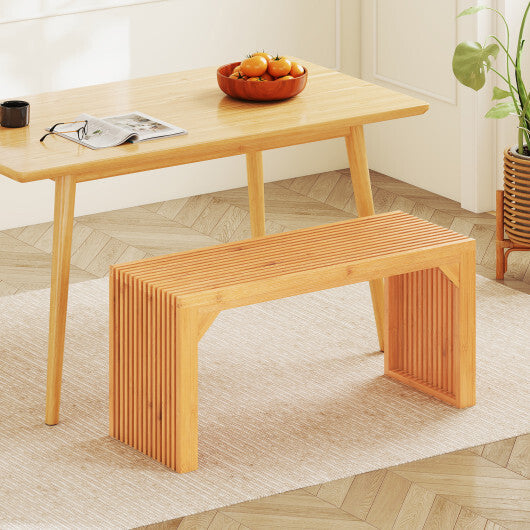 Bamboo Dining Bench Long Entryway Bench Indoor Outdoor Solid Wood Bench-Natural W2B