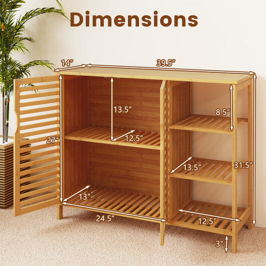 Bamboo Bathroom Cabinet 2-Door Storage Organizer with Shelves-Natural W2B