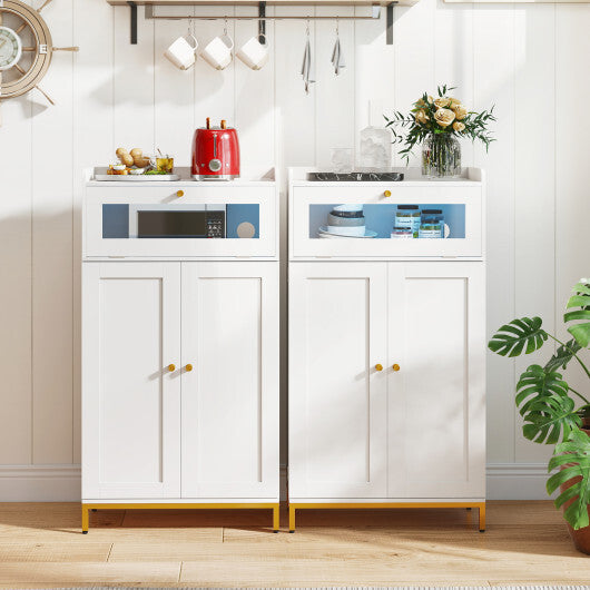 Kitchen Pantry Cabinet Freestanding Food Storage Cupboard-White W2B
