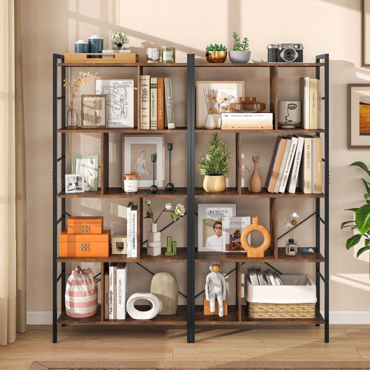 5-tier Bookcase 61 Inch Tall Industrial Bookshelf with Metal Frame W2B