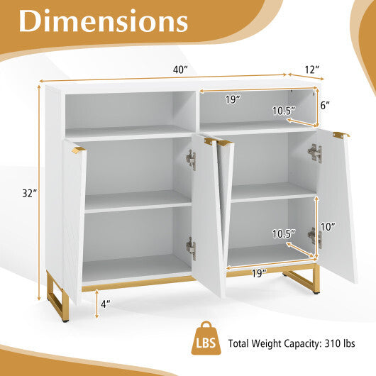 Modern Sideboard Cabinet with 4 Doors and Adjustable Shelves-White W2B