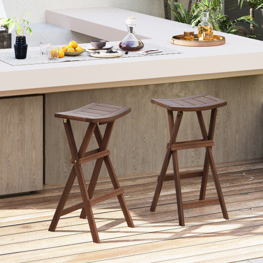 Bar Stools Set of 2 with Saddle Seat and Footrest for Kitchen Island and Balcony W2B