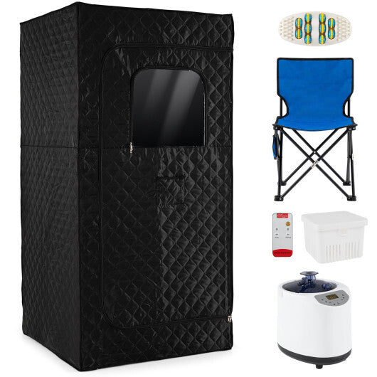 Portable Steam Sauna Box with 3L/1200W Fast-Heat Steamer and 15-Level Temperature-Blue W2B