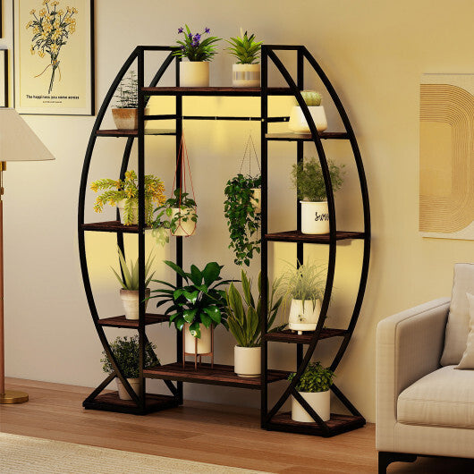 Indoor Plant Stand 63" Tall 10-Tier Corner Metal Plant Shelf Large Flowerpot Holder-Brown W2B