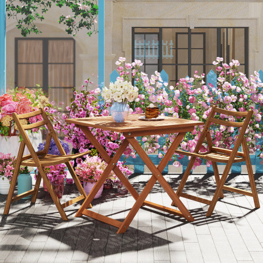 29.5 Inch x 29.5 Inch Patio Dining Table with Teak Painting and Umbrella Hole W2B