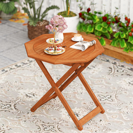 Octagon Folding Patio Table with 2 Inches Umbrella Hole W2B