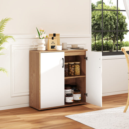 Coffee Bar Cabinet with 5-Position Adjustable Shelf for Living Room Dining Room-Natural W2B