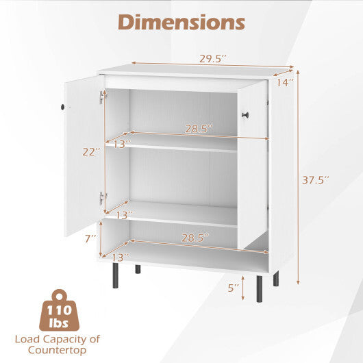 2-Door Sideboard Buffet Cabinet Kitchen with Adjustable Shelf-White W2B