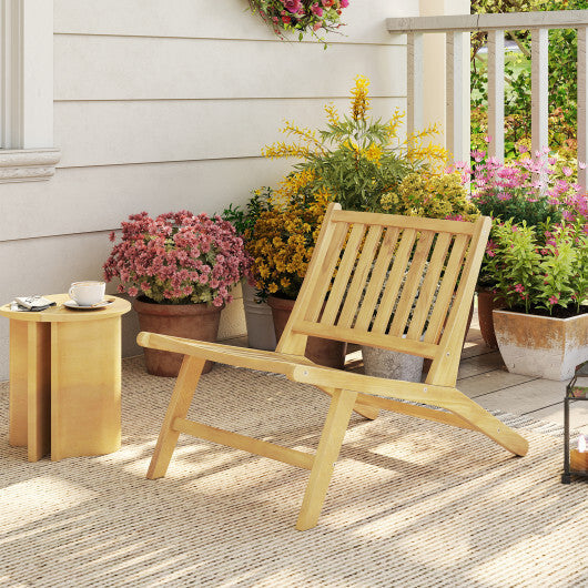 Teak Wood Outdoor Reclining Chair with Comfortable Backrest W2B