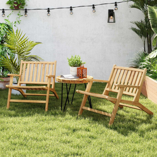 Teak Wood Outdoor Reclining Chair with Comfortable Backrest and Armrests W2B
