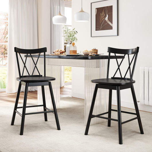 Set of 2 Windsor Bar Stool with Ergonomic Backrest and Footrests-29 inches W2B