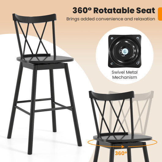 Set of 2 Windsor Bar Stool with Ergonomic Backrest and Footrests-29 inches W2B