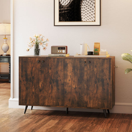 Buffet Sideboard Mid Century Modern Storage Cabinet with Adjustable Shelves-Rustic Brown W2B