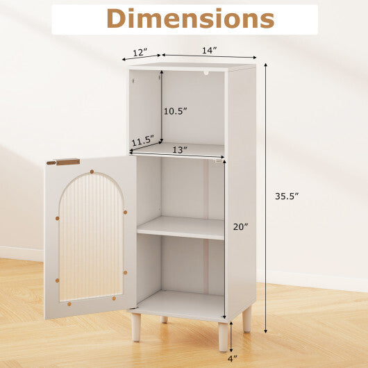 Bathroom Floor Cabinet Wood Side Storage Organizer with Adjustable Shelf-Black W2B