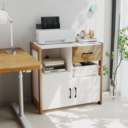 Kitchen Storage Cabinet with Drawer Pull-Out Shelf and 2 Doors-White W2B