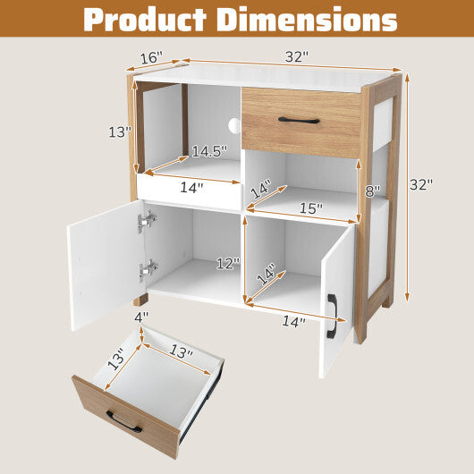 Kitchen Storage Cabinet with Drawer Pull-Out Shelf and 2 Doors-White W2B
