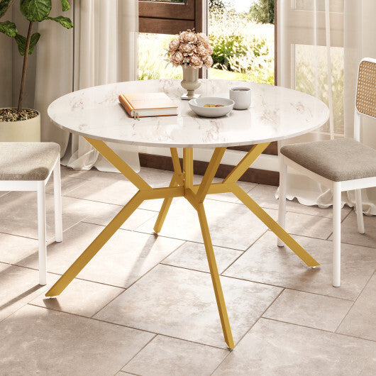 Folding Dining Table 47 Inch Extendable Round Kitchen Table with Drop Leaves-Rustic Brown W2B