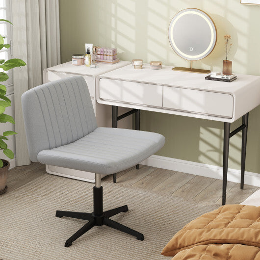 Criss Cross-Legged Swivel Desk Chair No Wheels-Gray W2B