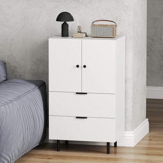 Sideboard Buffet Cabinet 2-Door Serving Cupboard with Drawers-White
