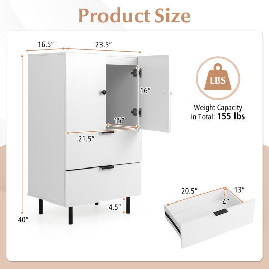 Sideboard Buffet Cabinet 2-Door Serving Cupboard with Drawers-White W2B