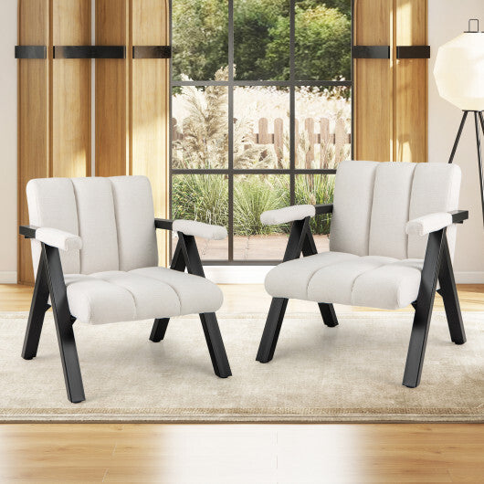 Oversized Accent Chair with Metal Frame and Armrests-Gray W2B
