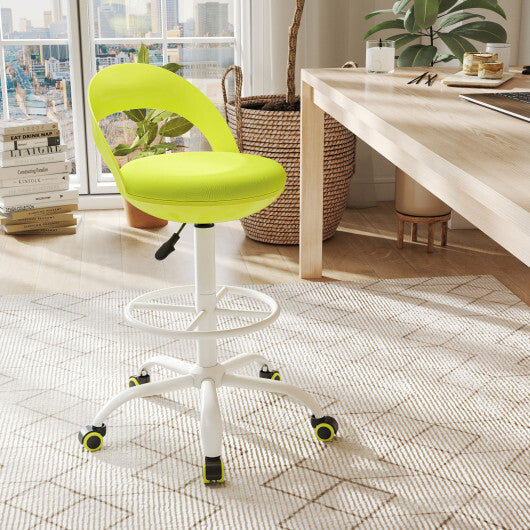 Drafting Stool Rolling Tall Desk Chair with Wheels-Green W2B