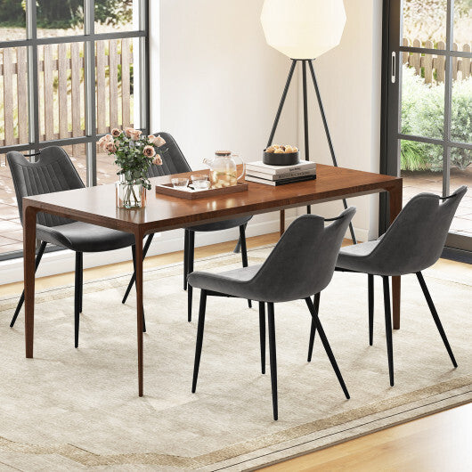 Dining Chair Set of 4 Faux Leather Upholstered Kitchen Chairs with Metal Legs-Gray W2B