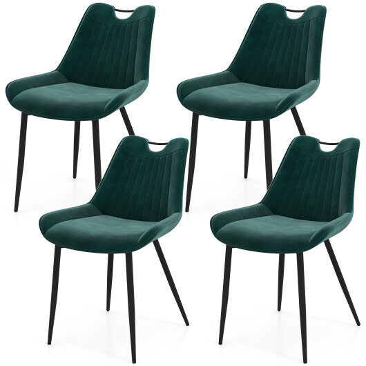 Dining Chair Set of 4 Faux Leather Upholstered Kitchen Chairs with Metal Legs-Gray W2B