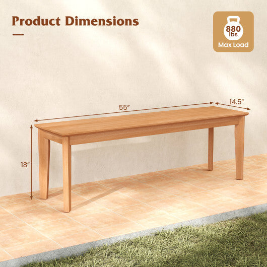 55 Inches Outdoor Teak Wood Bench with 880 LBS Weight Capacity W2B