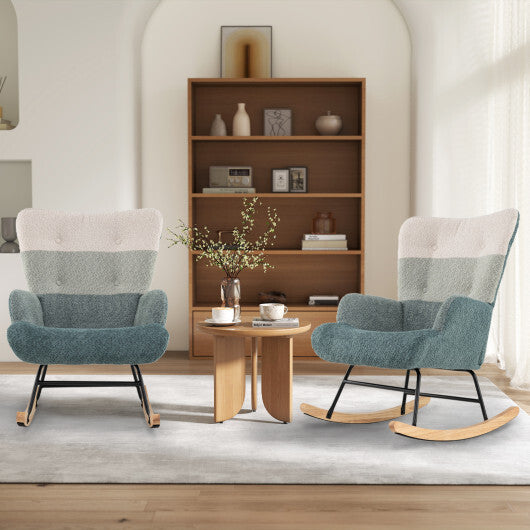 Nursery Rocking Chair with Ergonomic Armrests and High Backrest W2B