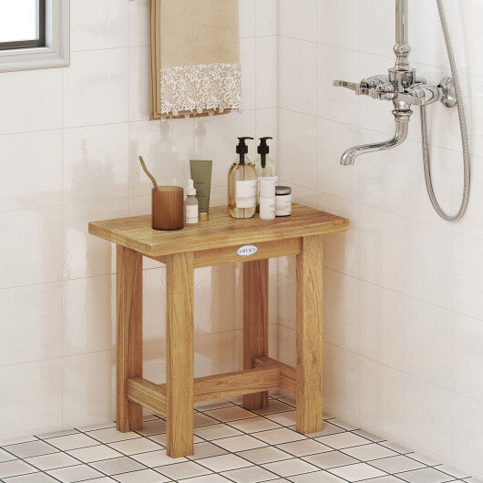 20 inch Teak Shower Bench Waterproof Shower Stool for Shaving Legs - Color: Natural W2B