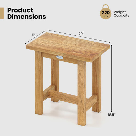 20 inch Teak Shower Bench Waterproof Shower Stool for Shaving Legs