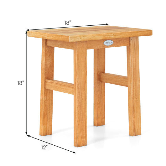 18 Inch Teak Shower Bench Spa Bath Stool for Shaving Legs - Color: Natural W2B