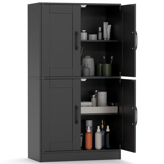 Bathroom Cabinet 43.5 inch Storage Cabinet with Doors and Adjustable Shelves-White W2B