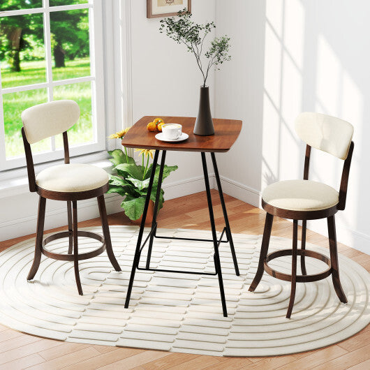 25.5 Inch Counter Height Chairs Set of 2 with Padded Seat and Backrest-Brown W2B