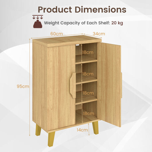 Buffet Cabinet with Double Doors and Raised Legs-Natural W2B