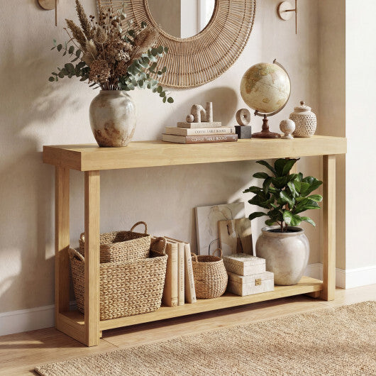 46 Inch Solid Wood Console Table 2-Tier Narrow Farmhouse Sofa Table W2B