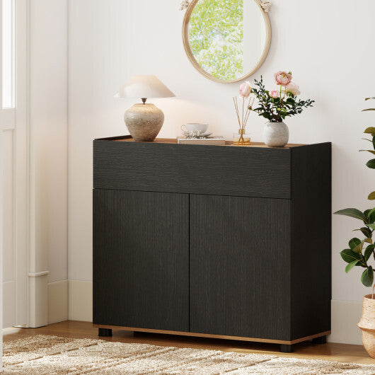 Sideboard Buffet Cabinet with Storage Wooden Kitchen Storage Cabinet-Black W2B