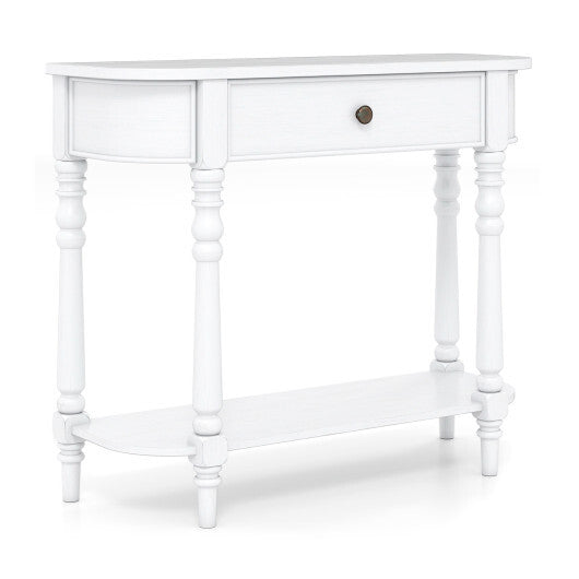 Retro Console Table36"L Wooden 2-Tier Narrow Behind Couch Foyer Table-Blue