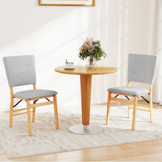 Foldable Dining Chair Set of 2 Armless Kitchen Chair with Padded Seat and Tilt Backrest-Beige W2B