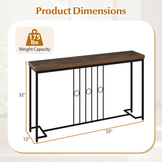 55" Industrial Console Table with H-Shaped Base-Brown W2B