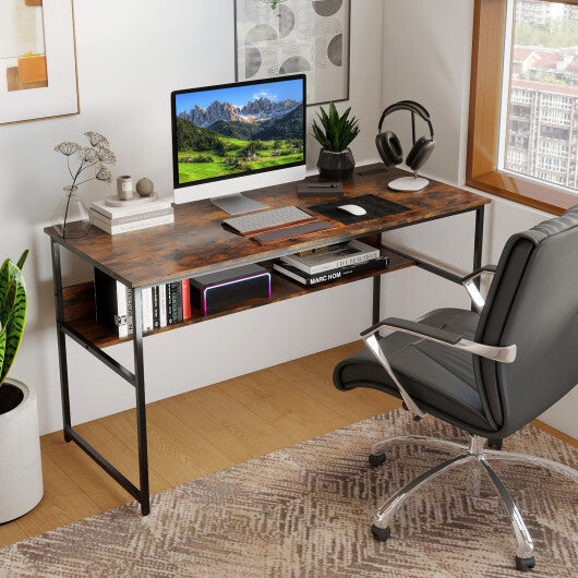 55 x 24 inch Computer Desk with Power Outlets and USB Ports-Black W2B