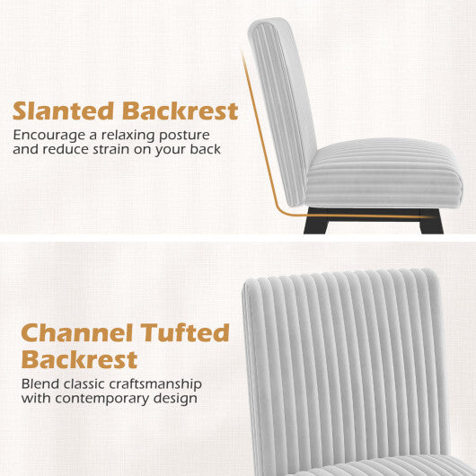 Dining Chairs Set of 2 Fabric Upholstered Kitchen Chairs with Padded Seatand Rubber Wood Legs-Gray & White W2B
