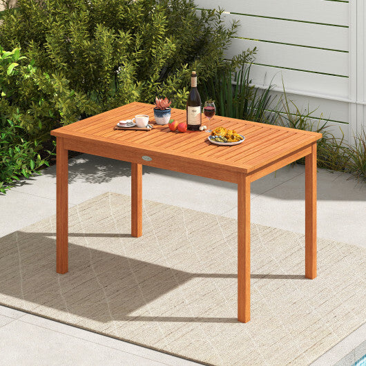 Outdoor Dining Table for 4-6 People 48 Inches Wood Rectangular Patio Table W2B