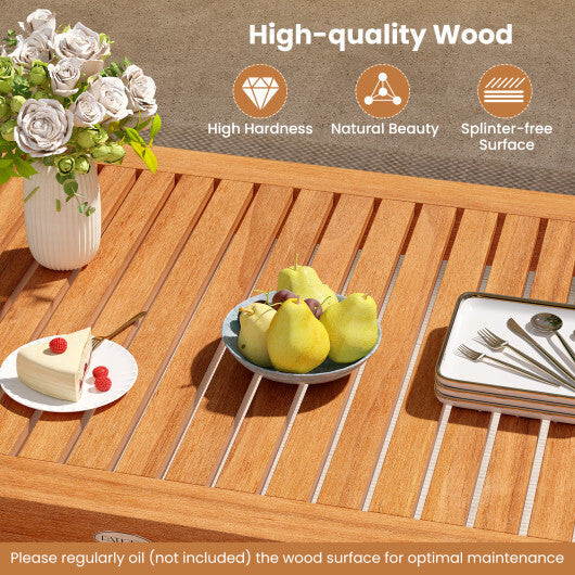 Outdoor Dining Table for 4-6 People 48 Inches Wood Rectangular Patio Table W2B